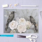 Gothic Black Ravens & White Flowers  Tissuepapier (Craft)