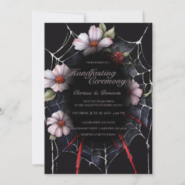 Gothic Black & Red Spider Bloemen Web Handfasting Kaart