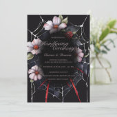 Gothic Black & Red Spider Bloemen Web Handfasting Kaart (Staand voorkant)