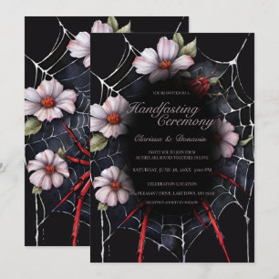 Gothic Black & Red Spider Bloemen Web Handfasting Kaart