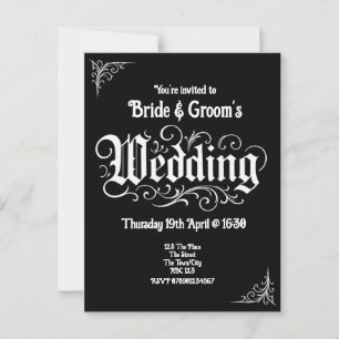 Gothic Black Rock Metal Wedding Gepersonaliseerde Briefkaart
