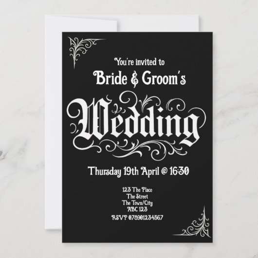 Gothic Black Rock Metal Wedding Gepersonaliseerde  Kaart (Voorkant)