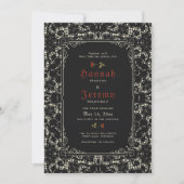 Gothic Black Roos Blood Red Invitation Kaart (Voorkant)