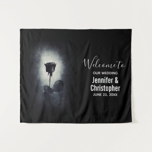 Gothic Black Roos Driving Blood Macabre Wedding Wandkleed (Voorkant (horizontaal))