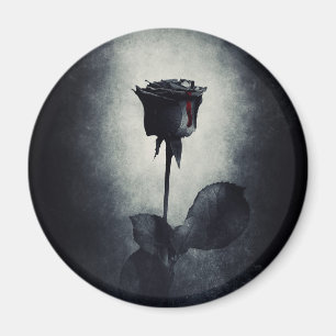 Gothic Black Roos Driving Blood on Black Grunge Magneet