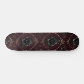 Gothic Black Roos Floral Monogram Initiaal Elegant Skateboard (Horizontaal)