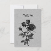 Gothic Black Roos Op Staalgrijs Dank Je Wel Bedankkaart (Voorkant)