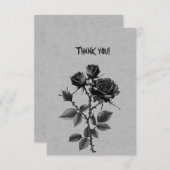 Gothic Black Roos Op Staalgrijs Dank Je Wel Bedankkaart (Voorkant / Achterkant)