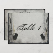 Gothic Black Roos Trellis Wedding Table Number Briefkaart (Voorkant / Achterkant)