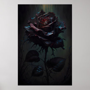 Gothic Black Rose Kunstprint Vintage Bloemposter Poster