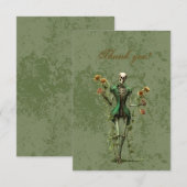 Gothic Black Rose sur grunge vert Merci (Devant / Derrière)