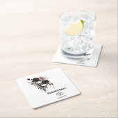 Gothic Black Roses Schedels Trouw  Vierkante Kartonnen Onderzetter (Insitu)