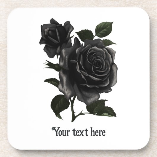  Gothic Black Rozen op maat Bier Onderzetter (Voorkant)