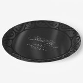 Gothic Black Scrollwork & Satin Wedding ID866 Papieren Bordje (Gekanteld)