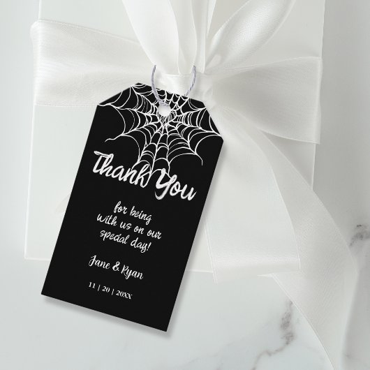Gothic Black Spooky HalloWedding Favor Gift Label Cadeaulabel