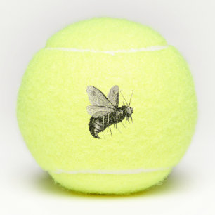 Gothic Black White Bee Skull Crossbones on Wings Tennisballen