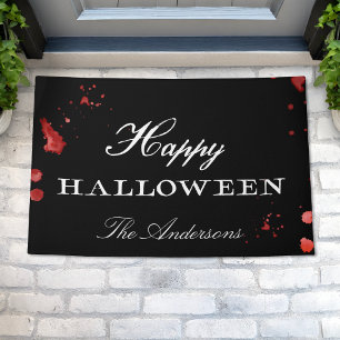 Gothic Black & White Happy Halloween gepersonalise Deurmat