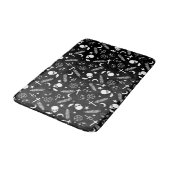 Gothic Black White Skull Cross Pattern Badmat (Gekanteld)