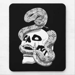 Gothic Black & White Snake and Skull Dark Art Muismat