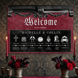 Gothic Black & Wine Orde van Evenementen Huwelijk Poster