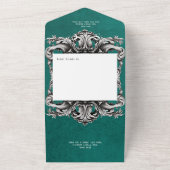 Gothic Blauwgroen Moody Victoriaans Lijst Geen Din All In One Uitnodiging (Buitenkant)