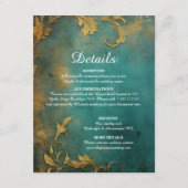 Gothic Bloemen Blauwgroen en Goud Informatiekaartje (Voorkant)