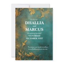 Gothic Bloemen Blauwgroen en Goud