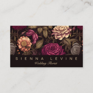 Gothic Bloemen  Rood Crème Zwart Bloemen Donker Visitekaartje