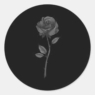 Gothic Bloemen Zwart Roos Bloemen Ronde Sticker