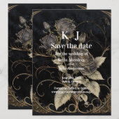 Gothic Bloemige Bewaar De Datum Save The Date (Voorkant / Achterkant)