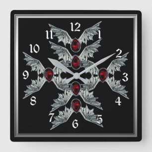 Gothic Blood Bat Wings Square Clock Vierkante Klok