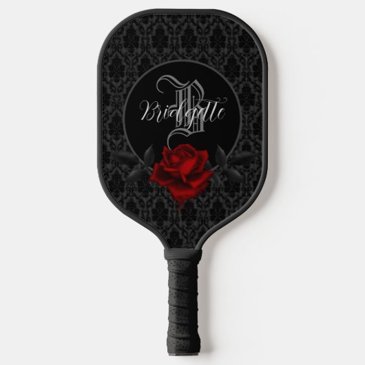 Gothic Bloody Rose Monogram Pickleball Paddle (Voorkant)