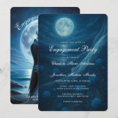 Gothic Blue Beach Moon Skeleton Engagement Party Kaart (Voorkant / Achterkant)