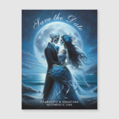Gothic Blue Skeleton Couple Wedding Save the Date (Voorkant)