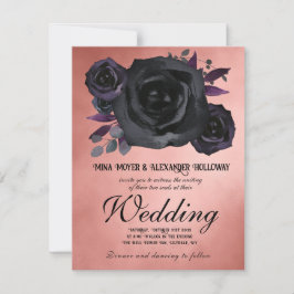 Gothic Blush Zwart Roos QRC Wedding Kaart