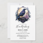 Gothic Boho Bloemenraaf & Roos Handfasten Kaart (Voorkant)