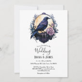 Gothic Boho Floral Raven & Roos bruiloft Kaart (Voorkant)