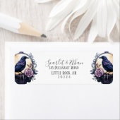 Gothic Boho Floral Raven & Roos Bruiloft Retour Etiket (Insitu)