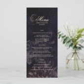 Gothic Boho Paarse Floral Waterverf Wedding Menu (Staand voorkant)