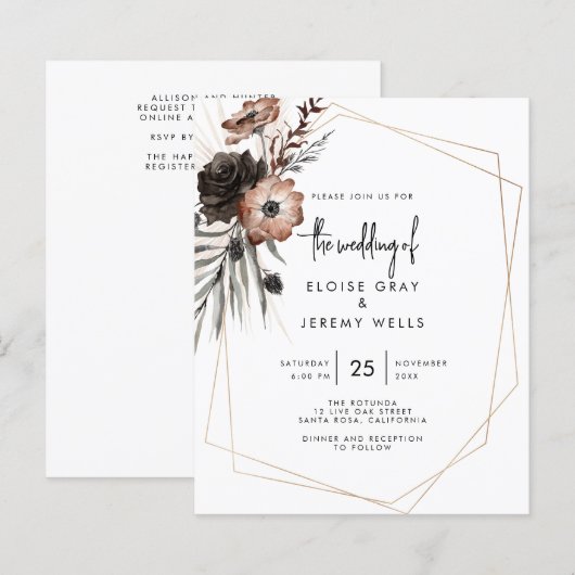 Gothic Boho Wedding Invitation (Voorkant / Achterkant)