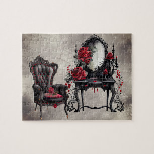 Gothic Boudoir   Antiek Vanity met Modestoel Legpuzzel