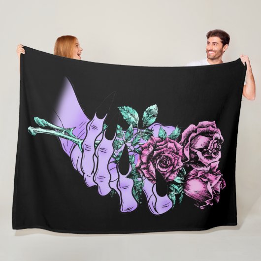 Gothic Bouquet Fleece Blanket (In situ)