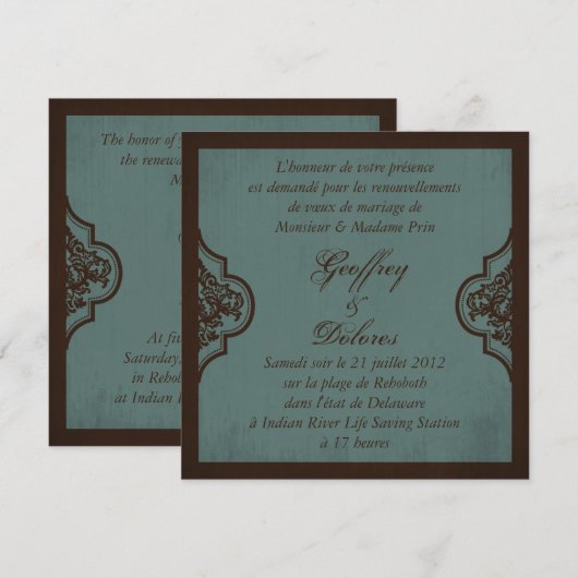 Gothic Bride Wedding Invite Square_Dolores Kaart (Voorkant / Achterkant)