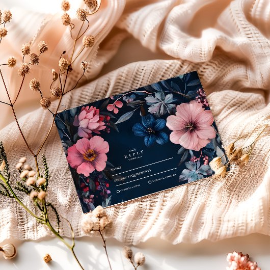 Gothic bruiloft esthetisch RSVP Kaartje