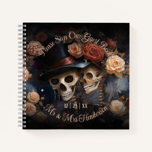 Gothic Bruiloft  Kussen Skeletten Gastenboek Notitieboek