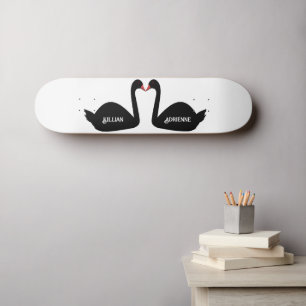 Gothic bruiloft kussen zwarte zwanen aangepaste na skateboard