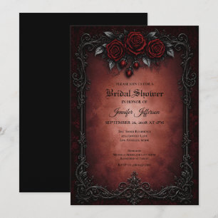 Gothic bruiloft uitnodiging met rode rozen