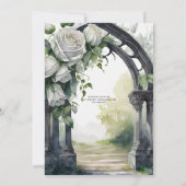 Gothic Bruiloft Zwart-wit Rozen Schedels Bloemen Kaart (Achterkant)