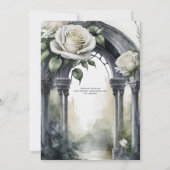 Gothic Bruiloft Zwart-wit Rozen Schedels Bloemen Kaart (Achterkant)