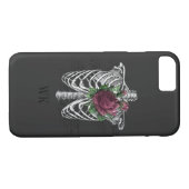  Gothic Burgundy Rozen Skeleton Monogram Case-Mate iPhone Case (Achterkant (Horizontaal))